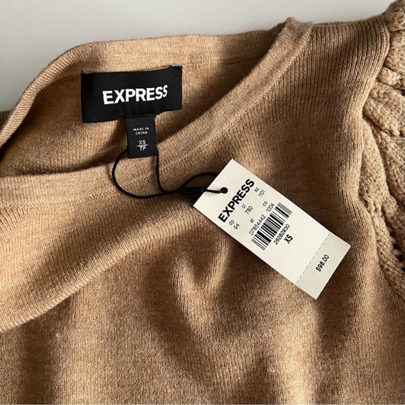 NWT Express sweater dress with balloon sleeves, tan, xs - Picture 8 of 10